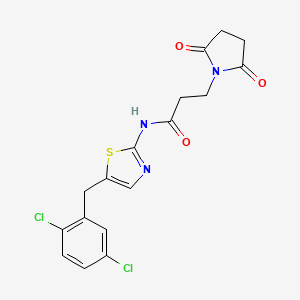 molecular formula C17H15Cl2N3O3S B12189349 N-[5-(2,5-dichlorobenzyl)-1,3-thiazol-2-yl]-3-(2,5-dioxopyrrolidin-1-yl)propanamide 