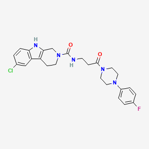 molecular formula C25H27ClFN5O2 B12189371 6-chloro-N-{3-[4-(4-fluorophenyl)piperazin-1-yl]-3-oxopropyl}-1,3,4,9-tetrahydro-2H-beta-carboline-2-carboxamide 
