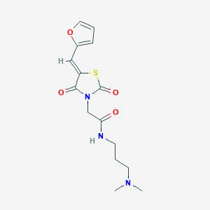 molecular formula C15H19N3O4S B12189378 N-[3-(dimethylamino)propyl]-2-[(5Z)-5-(furan-2-ylmethylidene)-2,4-dioxo-1,3-thiazolidin-3-yl]acetamide 