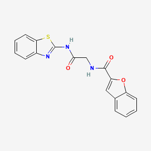 molecular formula C18H13N3O3S B12189423 N~2~-[2-(1,3-benzothiazol-2-ylamino)-2-oxoethyl]-1-benzofuran-2-carboxamide 