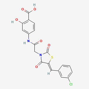 molecular formula C19H13ClN2O6S B12189452 4-({[(5Z)-5-(3-chlorobenzylidene)-2,4-dioxo-1,3-thiazolidin-3-yl]acetyl}amino)-2-hydroxybenzoic acid 