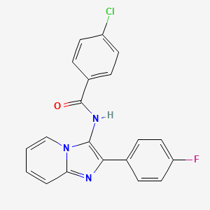 molecular formula C20H13ClFN3O B12189592 4-chloro-N-[2-(4-fluorophenyl)imidazo[1,2-a]pyridin-3-yl]benzamide 