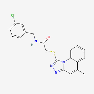 molecular formula C20H17ClN4OS B12189605 N-[(3-chlorophenyl)methyl]-2-({5-methyl-[1,2,4]triazolo[4,3-a]quinolin-1-yl}sulfanyl)acetamide 
