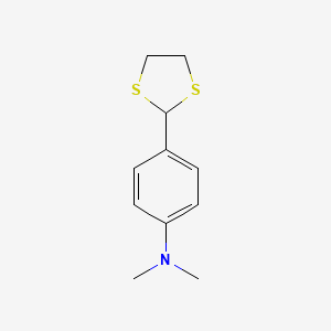 molecular formula C11H15NS2 B12189628 1,3-DITHIOLANE, 2-(p-(DIMETHYLAMINO)PHENYL)- CAS No. 31362-12-6