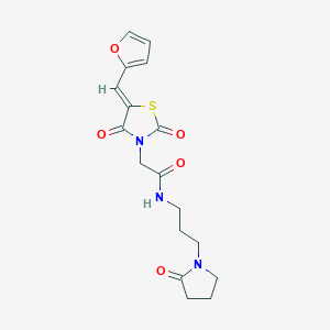 molecular formula C17H19N3O5S B12189666 2-[(5Z)-5-(furan-2-ylmethylidene)-2,4-dioxo-1,3-thiazolidin-3-yl]-N-[3-(2-oxopyrrolidin-1-yl)propyl]acetamide 