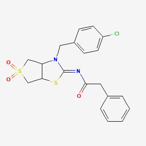 molecular formula C20H19ClN2O3S2 B12189685 N-[(2Z)-3-(4-chlorobenzyl)-5,5-dioxidotetrahydrothieno[3,4-d][1,3]thiazol-2(3H)-ylidene]-2-phenylacetamide 