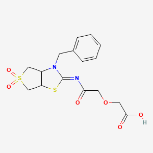 molecular formula C16H18N2O6S2 B12189689 (2-{[(2Z)-3-benzyl-5,5-dioxidotetrahydrothieno[3,4-d][1,3]thiazol-2(3H)-ylidene]amino}-2-oxoethoxy)acetic acid 