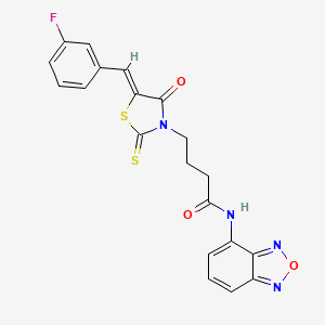 molecular formula C20H15FN4O3S2 B12189694 N-(2,1,3-benzoxadiazol-4-yl)-4-[(5Z)-5-(3-fluorobenzylidene)-4-oxo-2-thioxo-1,3-thiazolidin-3-yl]butanamide 