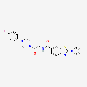 molecular formula C24H22FN5O2S B12189697 N-{2-[4-(4-fluorophenyl)piperazin-1-yl]-2-oxoethyl}-2-(1H-pyrrol-1-yl)-1,3-benzothiazole-6-carboxamide 