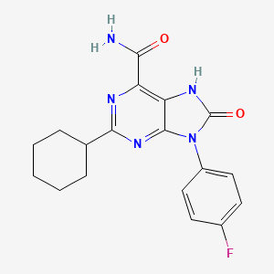 molecular formula C18H18FN5O2 B12189698 2-cyclohexyl-9-(4-fluorophenyl)-8-oxo-8,9-dihydro-7H-purine-6-carboxamide 
