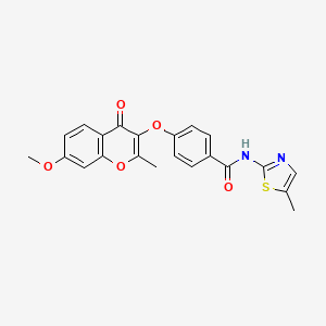 molecular formula C22H18N2O5S B12189706 4-[(7-methoxy-2-methyl-4-oxo-4H-chromen-3-yl)oxy]-N-(5-methyl-1,3-thiazol-2-yl)benzamide 
