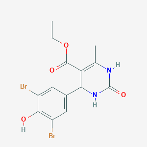 molecular formula C14H14Br2N2O4 B12189735 5-Pyrimidinecarboxylic acid, 4-(3,5-dibromo-4-hydroxyphenyl)-1,2,3,4-tetrahydro-6-methyl-2-oxo-, ethyl ester CAS No. 343591-39-9