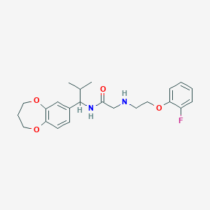 molecular formula C23H29FN2O4 B12189774 N-[1-(3,4-dihydro-2H-1,5-benzodioxepin-7-yl)-2-methylpropyl]-2-{[2-(2-fluorophenoxy)ethyl]amino}acetamide 