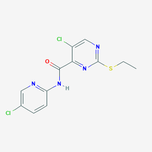 molecular formula C12H10Cl2N4OS B12189778 5-chloro-N-(5-chloropyridin-2-yl)-2-(ethylsulfanyl)pyrimidine-4-carboxamide 