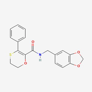 molecular formula C19H17NO4S B12189791 N-(1,3-benzodioxol-5-ylmethyl)-3-phenyl-5,6-dihydro-1,4-oxathiine-2-carboxamide 