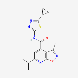 molecular formula C16H17N5O2S B12189792 N-[(2E)-5-cyclopropyl-1,3,4-thiadiazol-2(3H)-ylidene]-3-methyl-6-(propan-2-yl)[1,2]oxazolo[5,4-b]pyridine-4-carboxamide 
