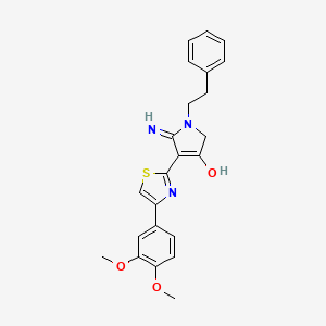 molecular formula C23H23N3O3S B12189798 4-[4-(3,4-dimethoxyphenyl)-1,3-thiazol-2-yl]-5-imino-1-(2-phenylethyl)-2,5-dihydro-1H-pyrrol-3-ol 