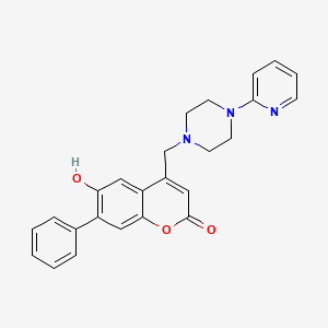 molecular formula C25H23N3O3 B12189860 6-Hydroxy-7-phenyl-4-[(4-(2-pyridyl)piperazinyl)methyl]chromen-2-one 