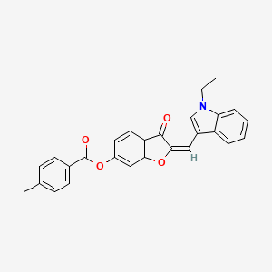 molecular formula C27H21NO4 B12189877 2-[(1-Ethylindol-3-yl)methylene]-3-oxobenzo[3,4-b]furan-6-yl 4-methylbenzoate 