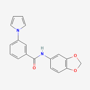 molecular formula C18H14N2O3 B12189883 N-(1,3-benzodioxol-5-yl)-3-(1H-pyrrol-1-yl)benzamide 