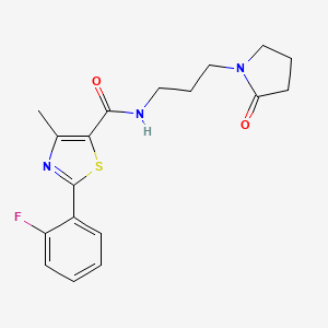 molecular formula C18H20FN3O2S B12189890 2-(2-fluorophenyl)-4-methyl-N~5~-[3-(2-oxo-1-pyrrolidinyl)propyl]-1,3-thiazole-5-carboxamide 