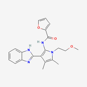 molecular formula C21H22N4O3 B12189899 N-[3-(1H-benzimidazol-2-yl)-1-(2-methoxyethyl)-4,5-dimethyl-1H-pyrrol-2-yl]furan-2-carboxamide 