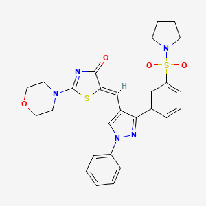 molecular formula C27H27N5O4S2 B12189901 (5Z)-2-(morpholin-4-yl)-5-({1-phenyl-3-[3-(pyrrolidin-1-ylsulfonyl)phenyl]-1H-pyrazol-4-yl}methylidene)-1,3-thiazol-4(5H)-one 