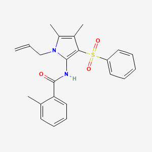 molecular formula C23H24N2O3S B12189912 N-[4,5-dimethyl-3-(phenylsulfonyl)-1-(prop-2-en-1-yl)-1H-pyrrol-2-yl]-2-methylbenzamide 