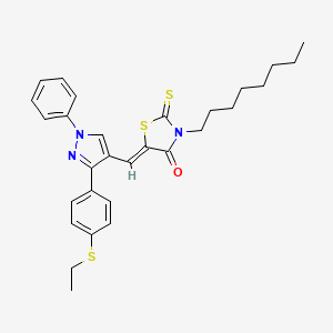 molecular formula C29H33N3OS3 B12189970 (5Z)-5-({3-[4-(ethylsulfanyl)phenyl]-1-phenyl-1H-pyrazol-4-yl}methylidene)-3-octyl-2-thioxo-1,3-thiazolidin-4-one 