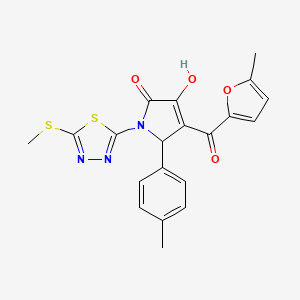 molecular formula C20H17N3O4S2 B12190027 3-hydroxy-4-[(5-methylfuran-2-yl)carbonyl]-5-(4-methylphenyl)-1-[5-(methylsulfanyl)-1,3,4-thiadiazol-2-yl]-1,5-dihydro-2H-pyrrol-2-one 