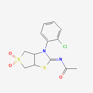 molecular formula C13H13ClN2O3S2 B12190051 (Z)-N-(3-(2-chlorophenyl)-5,5-dioxidotetrahydrothieno[3,4-d]thiazol-2(3H)-ylidene)acetamide 