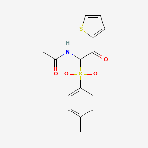 molecular formula C15H15NO4S2 B12190058 N-[1-(4-methylbenzenesulfonyl)-2-oxo-2-(thiophen-2-yl)ethyl]acetamide 