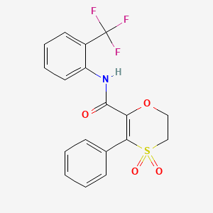 molecular formula C18H14F3NO4S B12190062 3-phenyl-N-[2-(trifluoromethyl)phenyl]-5,6-dihydro-1,4-oxathiine-2-carboxamide 4,4-dioxide 