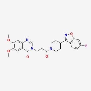 molecular formula C25H25FN4O5 B12190068 3-{3-[4-(6-fluoro-1,2-benzoxazol-3-yl)piperidin-1-yl]-3-oxopropyl}-6,7-dimethoxyquinazolin-4(3H)-one 