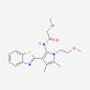 molecular formula C19H23N3O3S B12190071 N-[3-(1,3-benzothiazol-2-yl)-1-(2-methoxyethyl)-4,5-dimethyl-1H-pyrrol-2-yl]-2-methoxyacetamide 