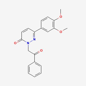 molecular formula C20H18N2O4 B12190101 6-(3,4-dimethoxyphenyl)-2-(2-oxo-2-phenylethyl)pyridazin-3(2H)-one 