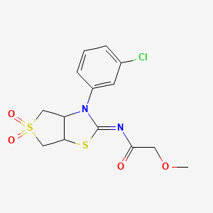molecular formula C14H15ClN2O4S2 B12190122 N-[(2E)-3-(3-chlorophenyl)-5,5-dioxidotetrahydrothieno[3,4-d][1,3]thiazol-2(3H)-ylidene]-2-methoxyacetamide 