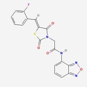 molecular formula C18H11FN4O4S B12190148 N-(2,1,3-benzoxadiazol-4-yl)-2-[(5Z)-5-(2-fluorobenzylidene)-2,4-dioxo-1,3-thiazolidin-3-yl]acetamide 