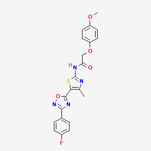 molecular formula C21H17FN4O4S B12190200 N-[(2Z)-5-[3-(4-fluorophenyl)-1,2,4-oxadiazol-5-yl]-4-methyl-1,3-thiazol-2(3H)-ylidene]-2-(4-methoxyphenoxy)acetamide 