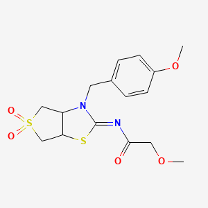 molecular formula C16H20N2O5S2 B12190209 2-methoxy-N-[(2E)-3-(4-methoxybenzyl)-5,5-dioxidotetrahydrothieno[3,4-d][1,3]thiazol-2(3H)-ylidene]acetamide 