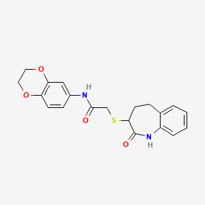 molecular formula C20H20N2O4S B12190235 N-(2,3-dihydro-1,4-benzodioxin-6-yl)-2-[(2-hydroxy-4,5-dihydro-3H-1-benzazepin-3-yl)sulfanyl]acetamide 