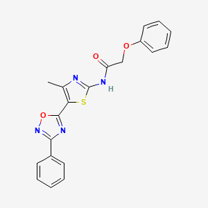 molecular formula C20H16N4O3S B12190252 N-[(2E)-4-methyl-5-(3-phenyl-1,2,4-oxadiazol-5-yl)-1,3-thiazol-2(3H)-ylidene]-2-phenoxyacetamide 