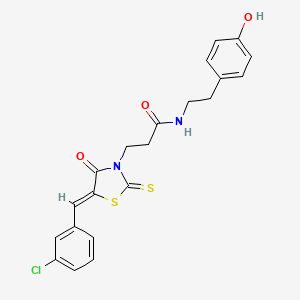 molecular formula C21H19ClN2O3S2 B12190267 3-[(5Z)-5-(3-chlorobenzylidene)-4-oxo-2-thioxo-1,3-thiazolidin-3-yl]-N-[2-(4-hydroxyphenyl)ethyl]propanamide 