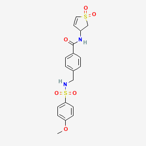 molecular formula C19H20N2O6S2 B12190293 N-(1,1-dioxido-2,3-dihydrothiophen-3-yl)-4-({[(4-methoxyphenyl)sulfonyl]amino}methyl)benzamide 