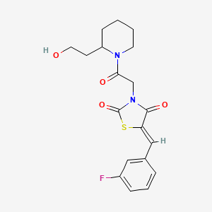 molecular formula C19H21FN2O4S B12190372 (5Z)-5-(3-fluorobenzylidene)-3-{2-[2-(2-hydroxyethyl)piperidin-1-yl]-2-oxoethyl}-1,3-thiazolidine-2,4-dione 