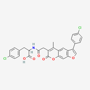 molecular formula C29H21Cl2NO6 B12190391 4-chloro-N-{[3-(4-chlorophenyl)-5-methyl-7-oxo-7H-furo[3,2-g]chromen-6-yl]acetyl}phenylalanine 
