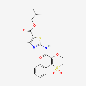 molecular formula C20H22N2O6S2 B12190409 2-Methylpropyl 2-{[(4,4-dioxido-3-phenyl-5,6-dihydro-1,4-oxathiin-2-yl)carbonyl]amino}-4-methyl-1,3-thiazole-5-carboxylate 