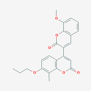 molecular formula C23H20O6 B12190412 8-methoxy-8'-methyl-7'-propoxy-2H,2'H-3,4'-bichromene-2,2'-dione 