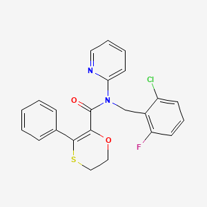 molecular formula C23H18ClFN2O2S B12190413 N-(2-chloro-6-fluorobenzyl)-3-phenyl-N-(pyridin-2-yl)-5,6-dihydro-1,4-oxathiine-2-carboxamide 