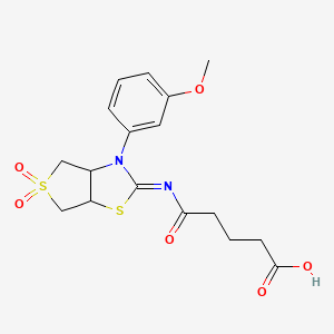 molecular formula C17H20N2O6S2 B12190431 5-{[(2Z)-3-(3-methoxyphenyl)-5,5-dioxidotetrahydrothieno[3,4-d][1,3]thiazol-2(3H)-ylidene]amino}-5-oxopentanoic acid 